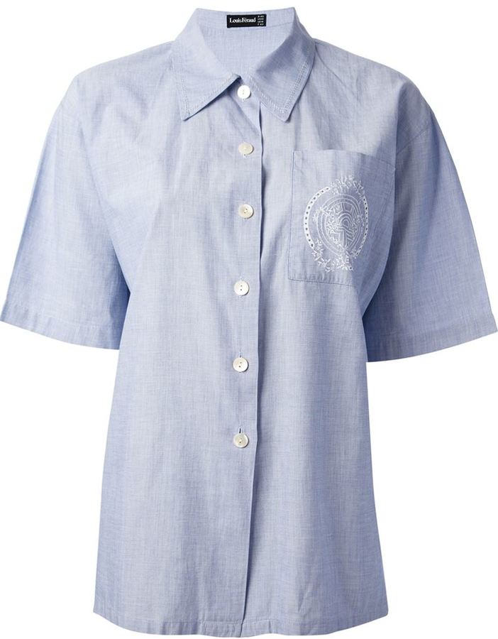 Louis Feraud Button Down Shirt Men's Blue Long Sleeve Size 17.5
