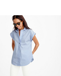 J.Crew Tall Short Sleeve Popover Shirt In Oxford Blue