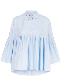 Vivetta Blue Cotton Bell Sleeve Blouse