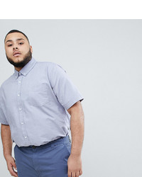 BadRhino Big Short Sleeve Oxford Shirt In 100% Cotton In Blue