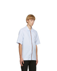 Paul Smith Blue Artist Stripe Placket Short Sleeve Shirt