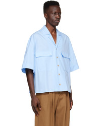 King & Tuckfield Blue Cotton Short Sleeve Shirt