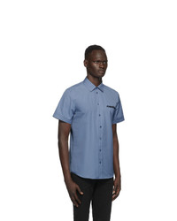 Moschino Blue Discrete Logo Short Sleeve Shirt