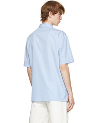 Gucci Blue Embroidered Graphic Short Sleeve Shirt