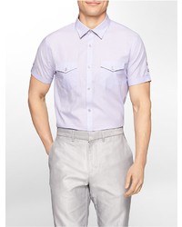 Calvin Klein Classic Fit Tonal Stripe Twill Cotton Dobby Short Sleeve Shirt