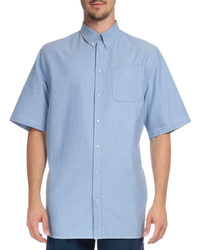 Givenchy Chambray Short Sleeve Button Down Shirt With Pocket Light Blue