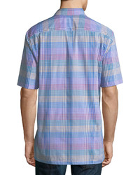Neiman Marcus Classic Fit Regular Finish Short Sleeve Cotton Grid Shirt