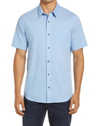 TravisMathew Look Out Slim Fit Solid Short Sleeve Button Up Shirt