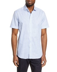 Emanuel Berg Modern Fit Neat Short Sleeve Button Up Shirt