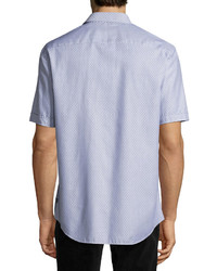 Armani Collezioni Neat Diamond Short Sleeve Sport Shirt Blue