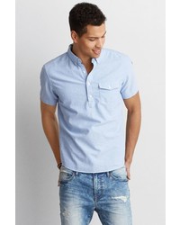 American Eagle Outfitters O Solid Popover Short Sleeve Shirt