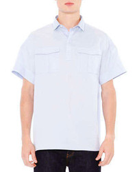 Valentino Oversized Oxford Short Sleeve Shirt Light Blue