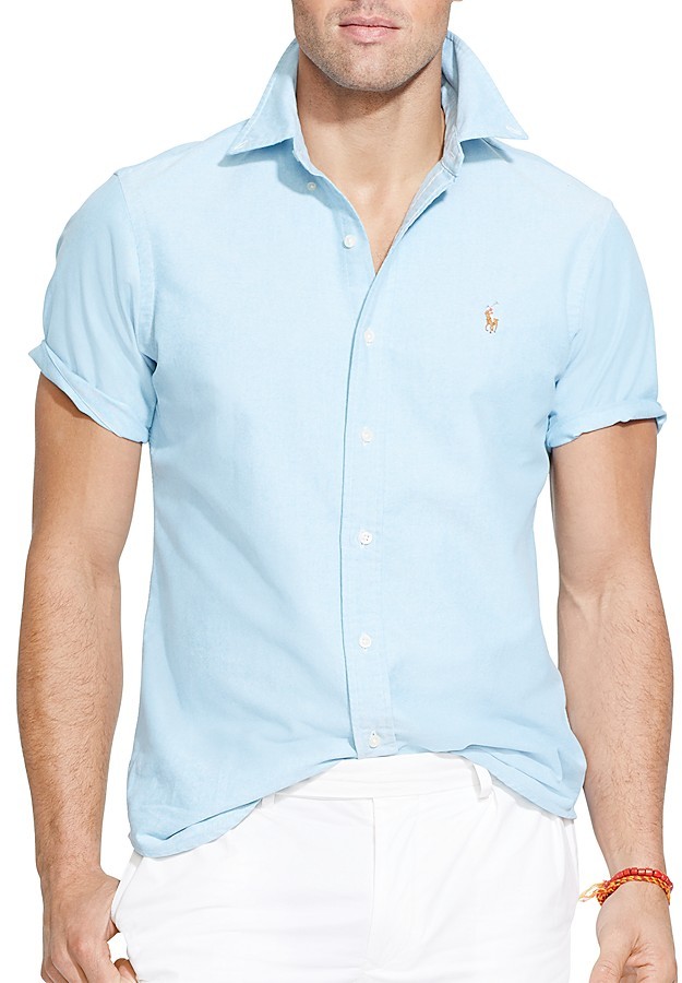 ralph lauren blue short sleeve shirt