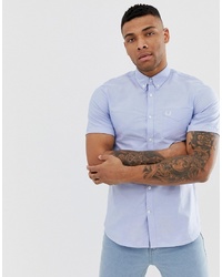 Fred Perry Short Sleeve Oxford Shirt In Light Blue