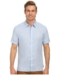 Perry Ellis Short Sleeve Solid Linen Shirt Short Sleeve Button Up