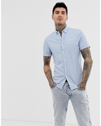 ASOS DESIGN Skinny Oxford Shirt With Collar In Light Blue