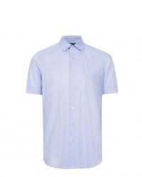 Paul Smith Sky Blue Short Sleeve Slub Cotton Shirt