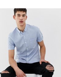 ASOS DESIGN Tall Skinny Oxford Shirt With Collar In Light Blue