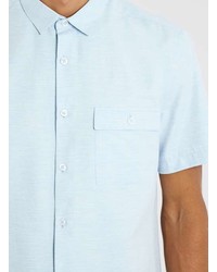 Topman Light Blue Melange Short Sleeve Casual Shirt