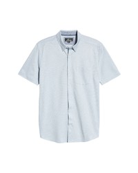 Johnston & Murphy Xc Flex Dot Print Knit Short Sleeve Button Up Shirt In Blue Birdseye At Nordstrom