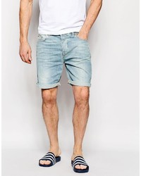 Asos Brand Denim Shorts In Slim Fit Mid Length
