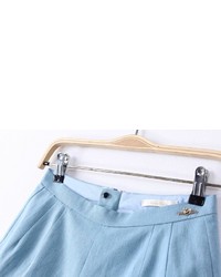 ChicNova High Waist Cotton Texture Blue Denim Shorts