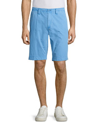 Neiman Marcus Gart Dye Fixed Waist Shorts Blue Shadow