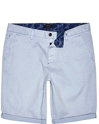 River Island Light Blue Slim Fit Chino Shorts