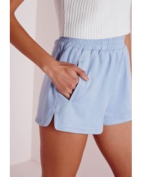 Missguided Faux Suede Runner Shorts Blue