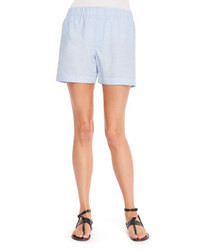 No.21 Pull On Cotton Chambray Shorts Blue