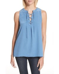 Joie Deasia Lace Up Silk Blouse