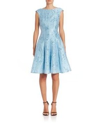 Light Blue Silk Fit and Flare Dress