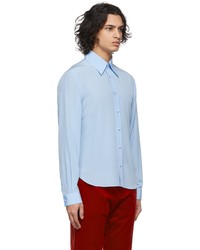 Gucci Blue Silk De Chine Formal Shirt