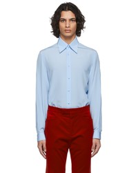 Gucci Blue Silk De Chine Formal Shirt