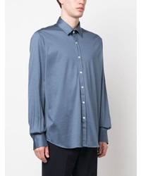 Canali Satin Long Sleeve Cotton Shirt