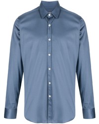 Canali Satin Long Sleeve Cotton Shirt