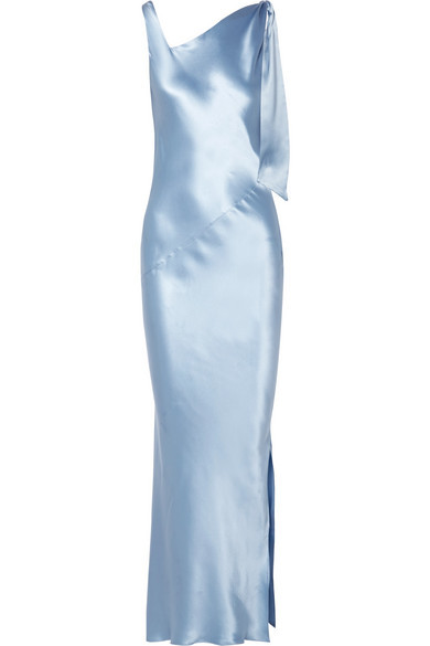 blue silk gown