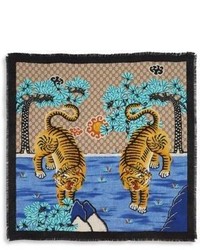 Gucci Foulard Tiger Supreme Silk Scarf
