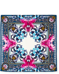 Givenchy Square Paradise Flower Silk Chiffon Scarf Bluepink
