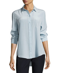 Joseph Garcon Long Sleeve Button Front Silk Shirt