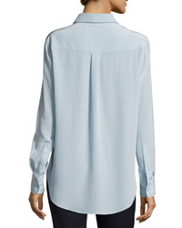 Joseph Garcon Long Sleeve Button Front Silk Shirt