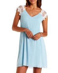 Charlotte Russe Cap Sleeve Lace Gauze Dress