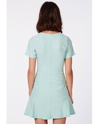 Missguided Cady Crepe Skater Dress Ice Blue