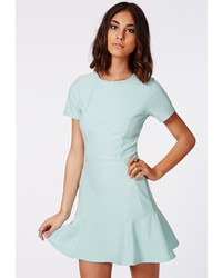Missguided Cady Crepe Skater Dress Ice Blue
