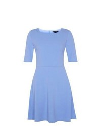 New Look Light Blue Crepe 12 Sleeve Skater Dress