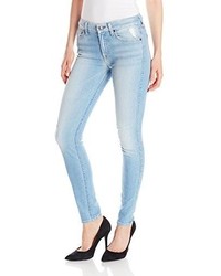 7 For All Mankind Skinny Jean With Knee Hole And Bleach
