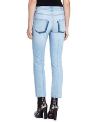 Alexander McQueen Bleached Denim Skinny Jeans Light Denim
