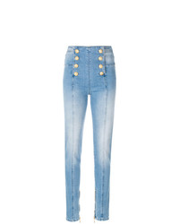 Balmain Button Embellished Skinny Jeans