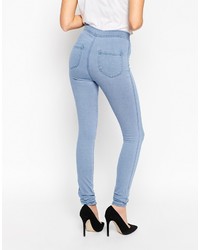 Asos Collection Rivington High Waist Denim Jeggings In Palace Wash