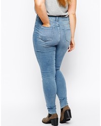 Asos Curve Ridley Skinny Jeans In Brooklyn Light Wash Blue